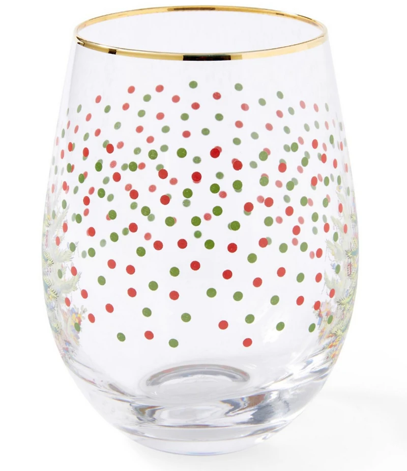 Spode Christmas Tree Polka Dot Wine Glasses, Set of 4