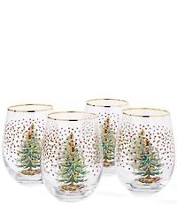 Spode Christmas Tree Polka Dot Wine Glasses, Set of 4