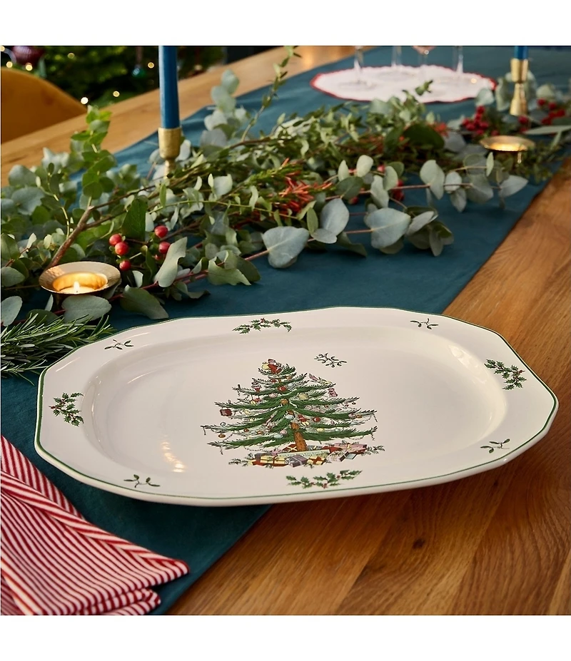 Spode Christmas Tree Sculpted Oval Platter, 14#double;