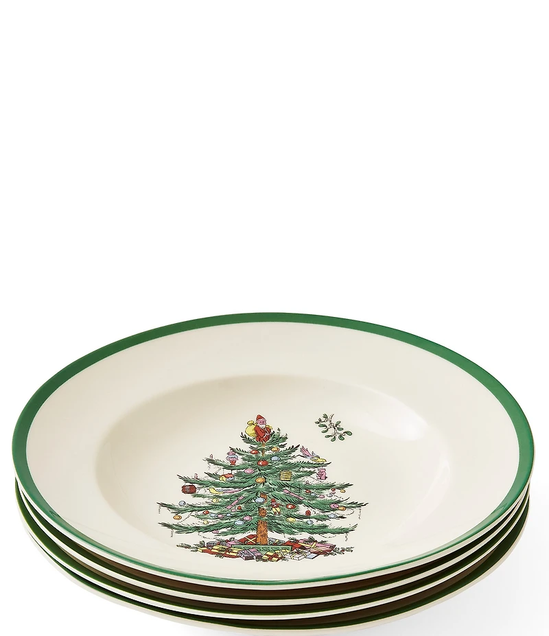 Spode Christmas Tree Soup Plates, Set of 4