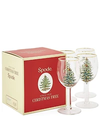 Spode Christmas Tree Wine Glasses Set of 4