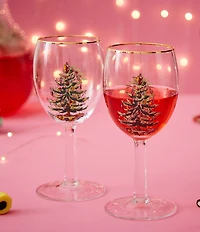 Spode Christmas Tree Wine Glasses Set of 4