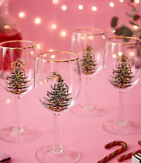 Spode Christmas Tree Wine Glasses Set of 4