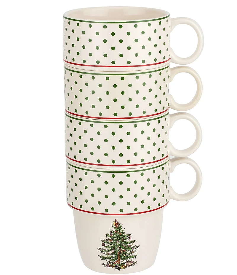 Spode Polka Dot Stackable Mugs, Set of 4