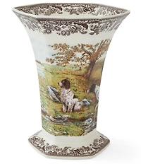 Spode Woodland Collection Hunting Dogs Hexagonal Vase