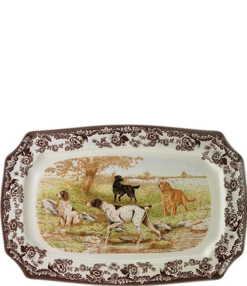 Spode Festive Fall Collection Woodland Hunting Dogs Rectangular Platter