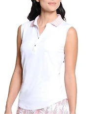 Sport Haley Anya Stripe Collar V-Neck Sleeveless Polo Top