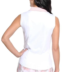 Sport Haley Anya Stripe Collar V-Neck Sleeveless Polo Top