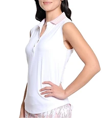 Sport Haley Anya Stripe Collar V-Neck Sleeveless Polo Top