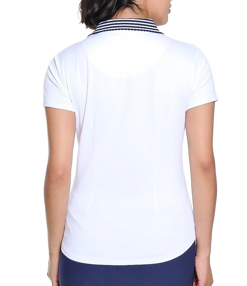 Sport Haley Anya V-Neck Crossover Snap Placket Short Sleeve Polo Top