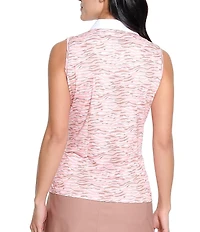 Sport Haley Blaine Animal Print Collar Neck Sleeveless Polo Top