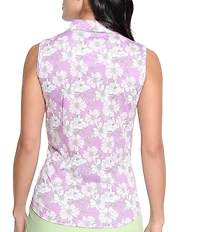 Sport Haley Brittany Floral Print Collared Neck Sleeveless Polo Top