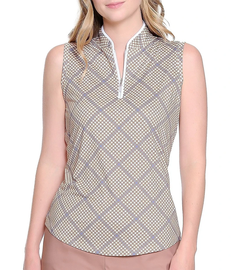 Sport Haley Gainesway Plaid Print Collared Sleeveless Polo Top