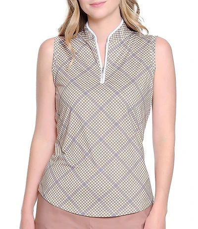 Sport Haley Gainesway Plaid Print Collared Sleeveless Polo Top