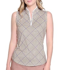 Sport Haley Gainesway Plaid Print Collared Sleeveless Polo Top