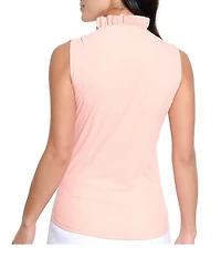 Sport Haley Hatteras Seersucker V-Neck Ruffle Collar Sleeveless Polo Top