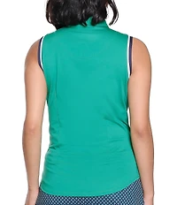 Sport Haley Hutton Stretch Moisture Wicking 1/4 Zip Mock Neck Sleeveless Polo Top