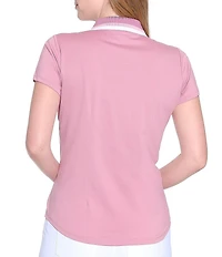 Sport Haley Mila Stretch Moisture Wicking Stripe Collar Short Sleeve Polo Top