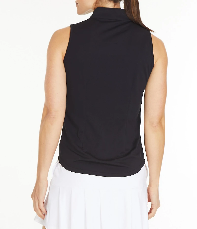 Sport Haley Mock Collar Quarter Zip Sleevesless Polo Shirt