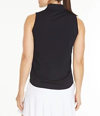 Sport Haley Mock Collar Quarter Zip Sleevesless Polo Shirt