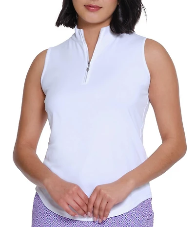 Sport Haley Mock Collar Quarter Zip Sleevesless Polo Shirt