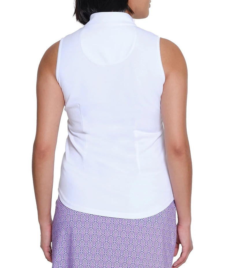 Sport Haley Mock Collar Quarter Zip Sleevesless Polo Shirt