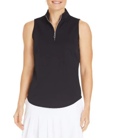 Sport Haley Mock Collar Quarter Zip Sleevesless Polo Shirt