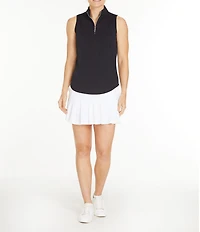Sport Haley Mock Collar Quarter Zip Sleevesless Polo Shirt