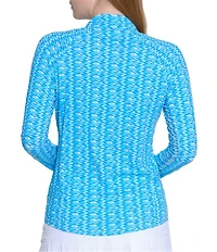 Sport Haley Print Tempo Quarter Zip Mock Neck Long Sleeve Pullover