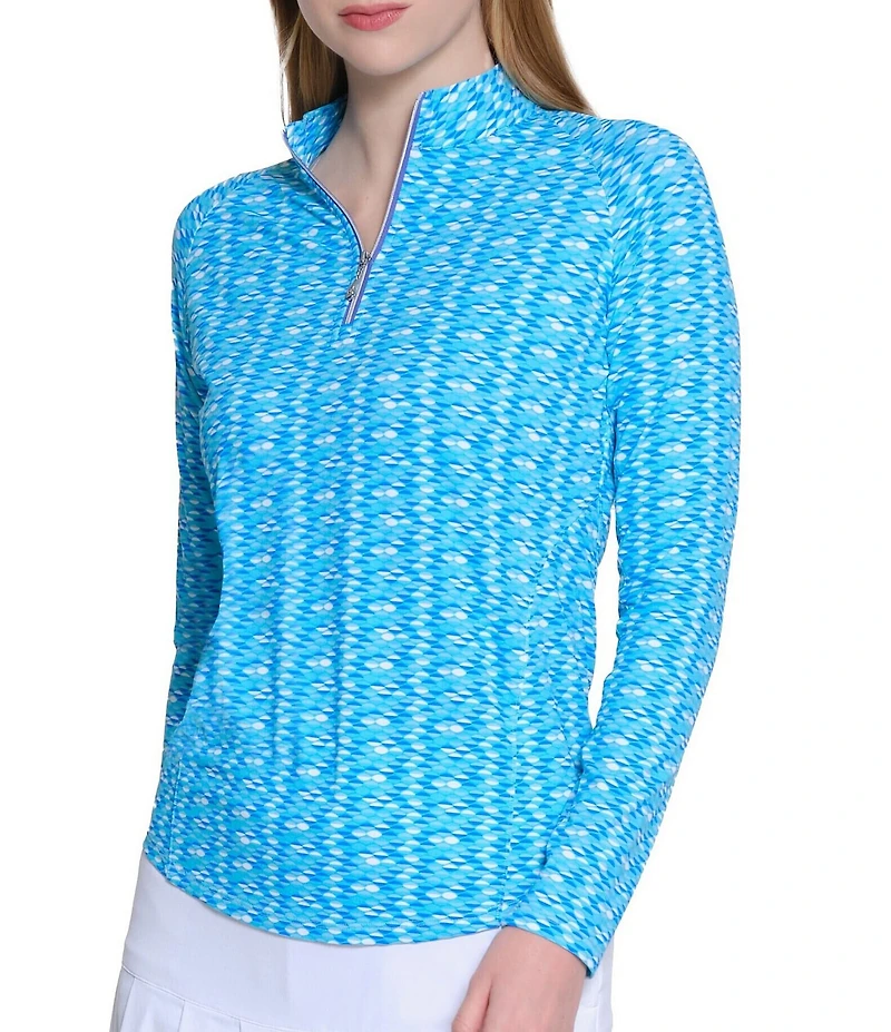 Sport Haley Print Tempo Quarter Zip Mock Neck Long Sleeve Pullover