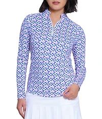 Sport Haley Printed Mock Neck Long Sleeve Shirt