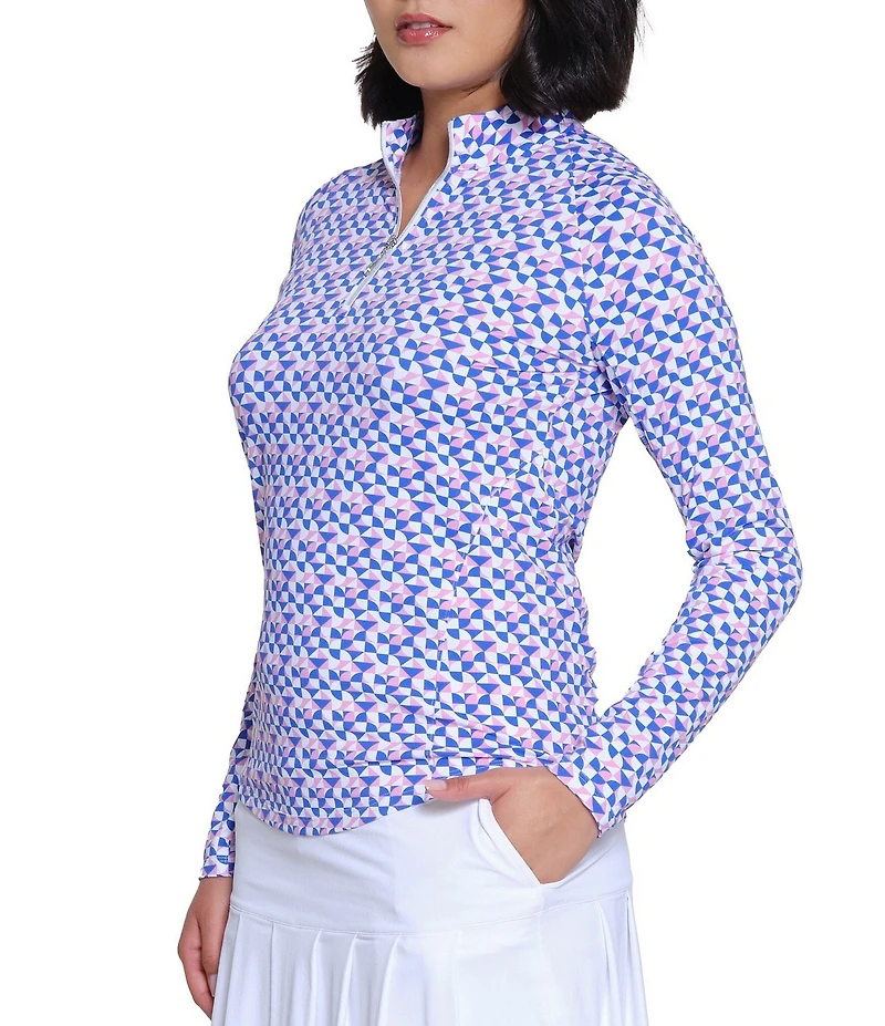 Sport Haley Printed Mock Neck Long Sleeve Shirt