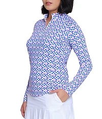 Sport Haley Printed Mock Neck Long Sleeve Shirt