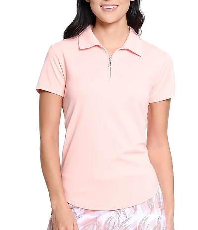 Sport Haley Courte Short Sleeve Quarter Zip Collared Polo Top