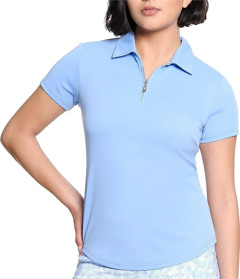 Sport Haley Courte Short Sleeve Quarter Zip Collared Polo Top