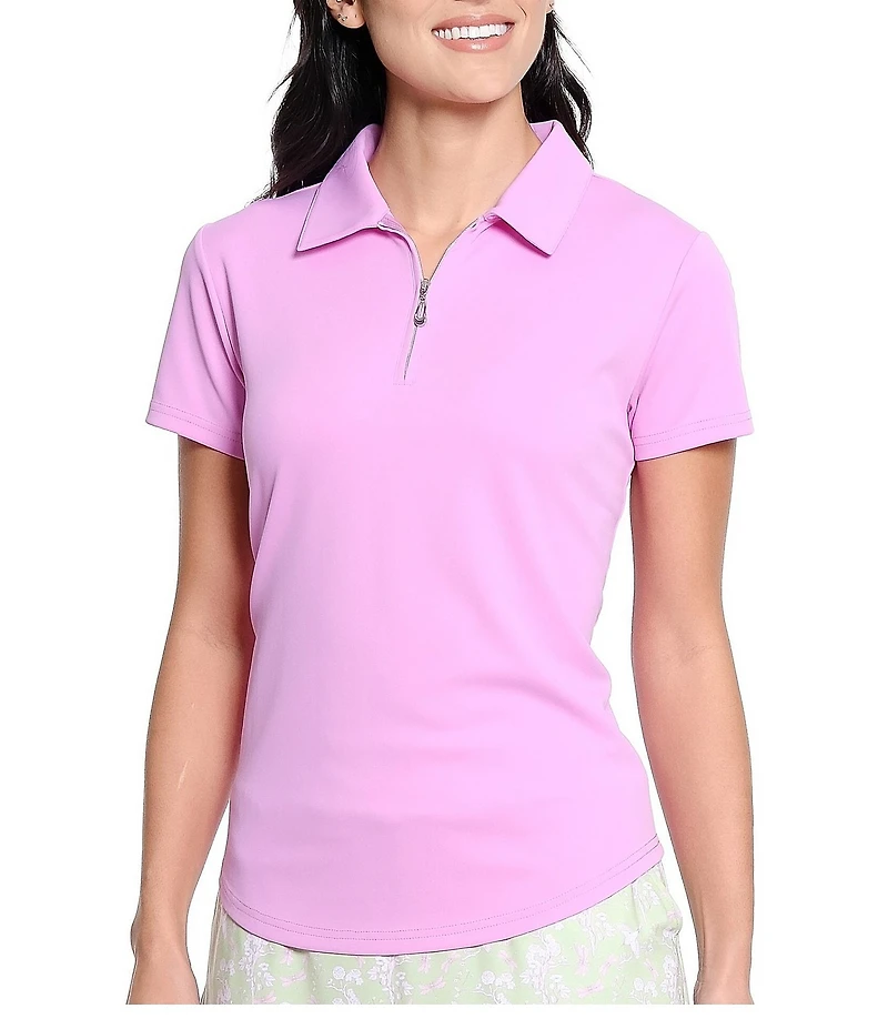 Sport Haley Courte Short Sleeve Quarter Zip Collared Polo Top