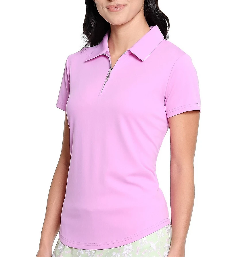 Sport Haley Courte Short Sleeve Quarter Zip Collared Polo Top
