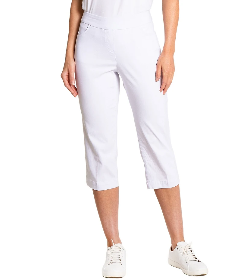 Sport Haley Simulation Solid 5-Pocket Pull-On Capri Pants