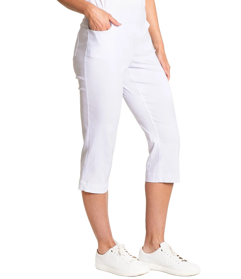 Sport Haley Simulation Solid 5-Pocket Pull-On Capri Pants
