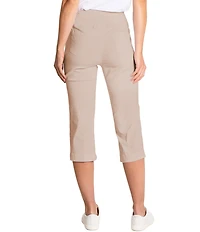 Sport Haley Simulation Solid 5-Pocket Pull-On Capri Pants