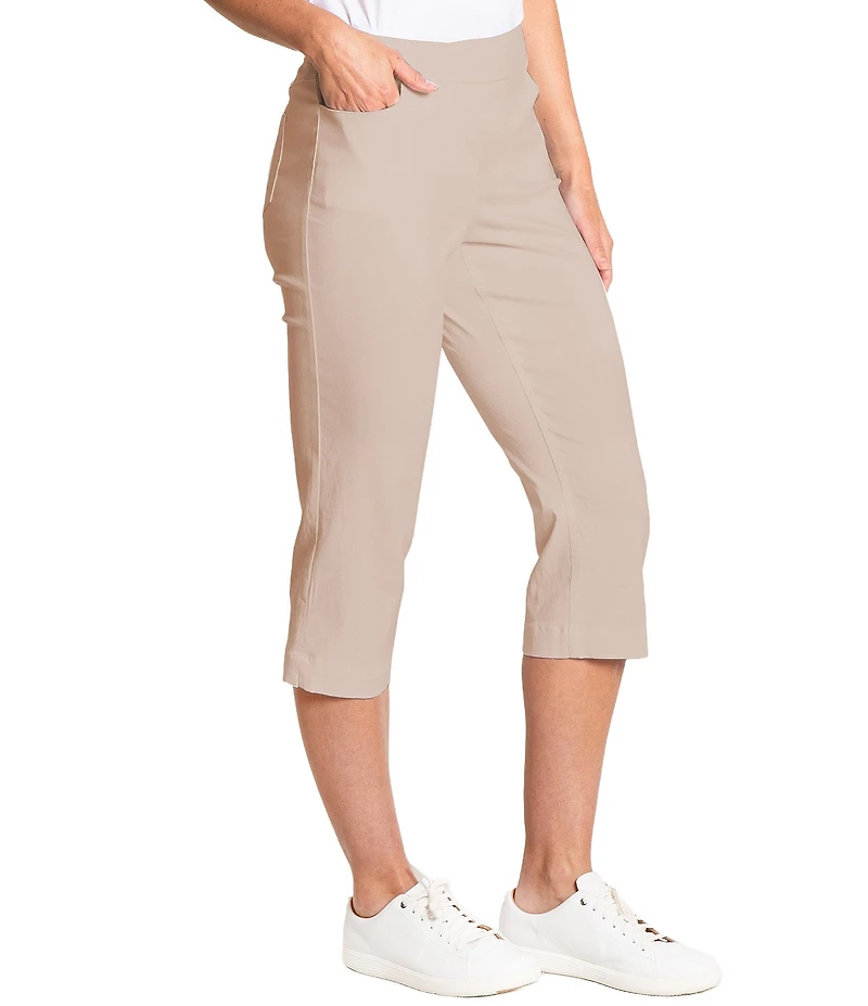 Sport Haley Simulation Solid 5-Pocket Pull-On Capri Pants
