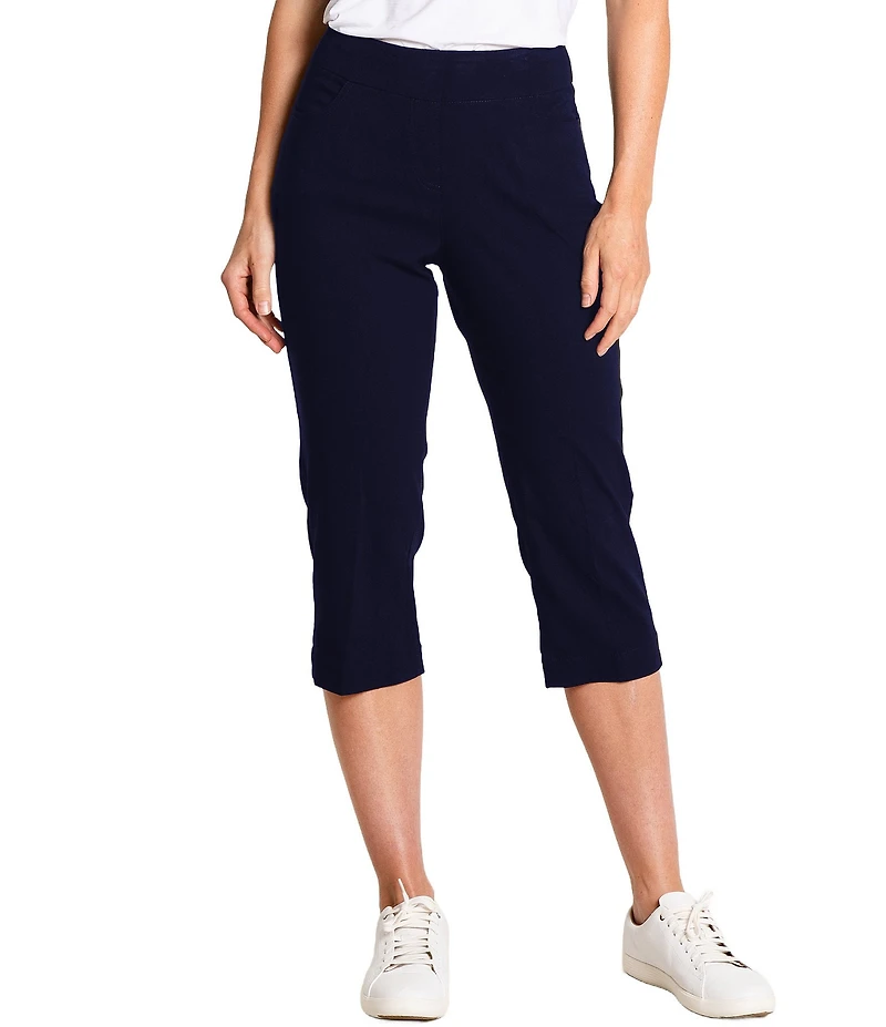 Sport Haley Simulation Solid 5-Pocket Pull-On Capri Pants