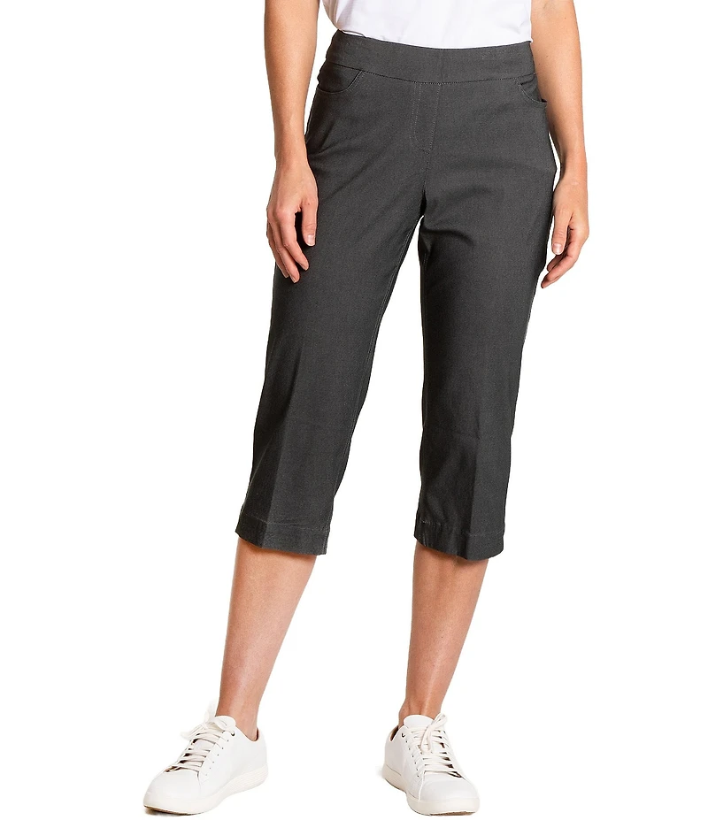 Sport Haley Simulation Solid 5-Pocket Pull-On Capri Pants