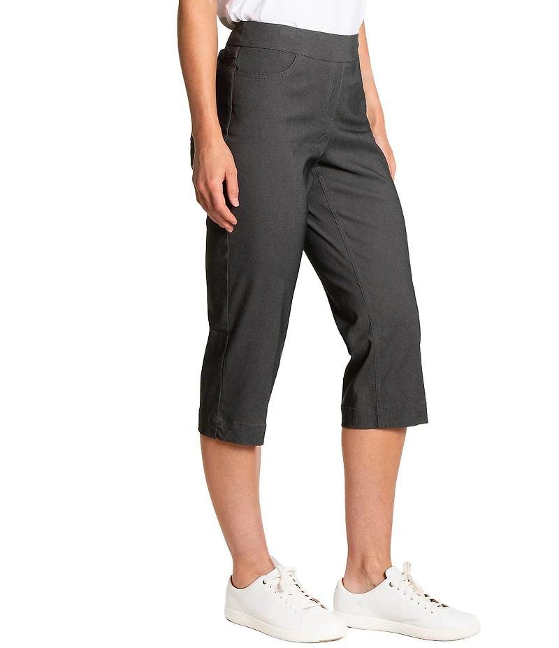 Sport Haley Simulation Solid 5-Pocket Pull-On Capri Pants