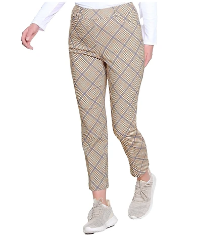 Sport Haley Slimsation Plaid Print 5 Pocket Pull-on Ankle Pants