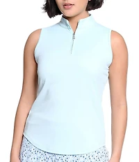 Sport Haley Stretch Mock Collar Quarter Zip Sleevesless Polo Top