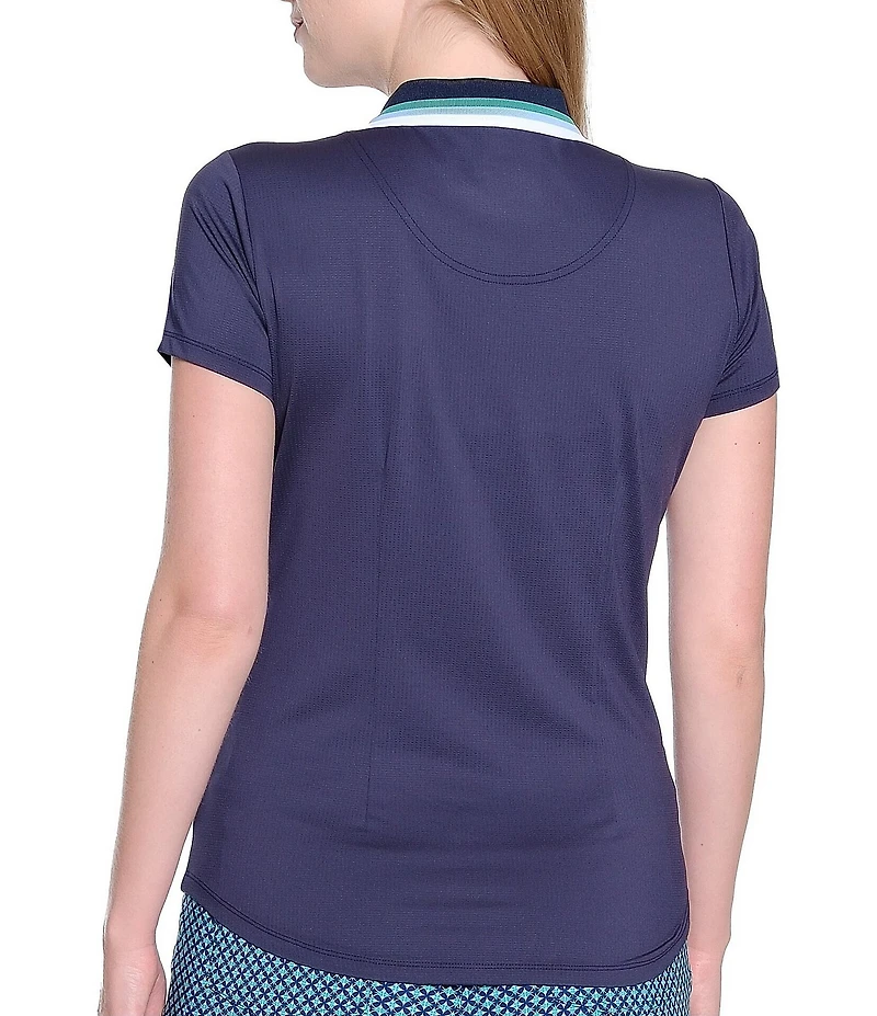 Sport Haley Stripe Collar Short Sleeve Polo Top