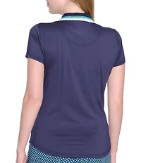 Sport Haley Stripe Collar Short Sleeve Polo Top