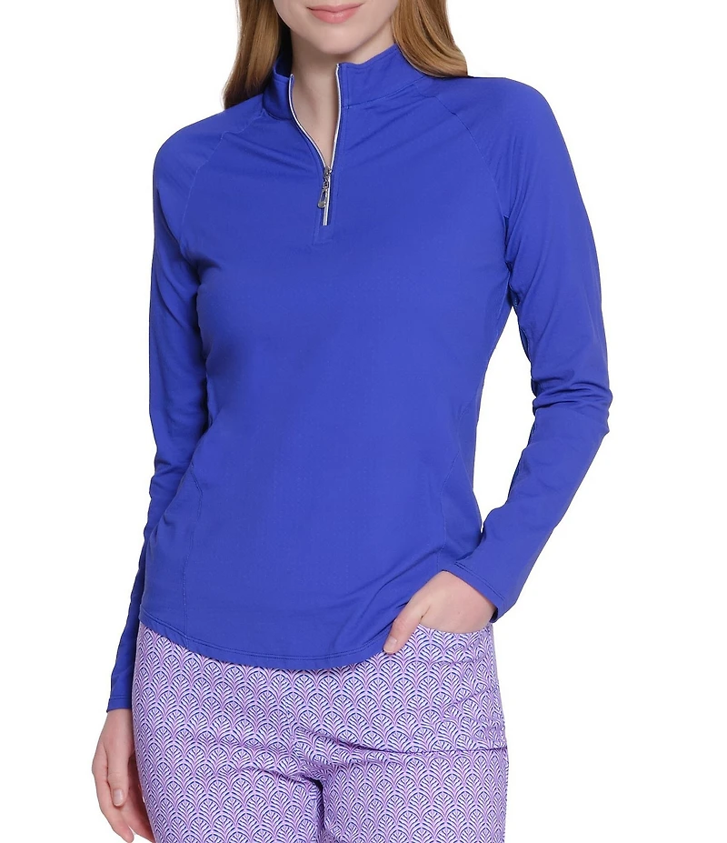 Sport Haley Sunscape UPF Mesh Long Sleeve Quarter Zip Mockneck Top