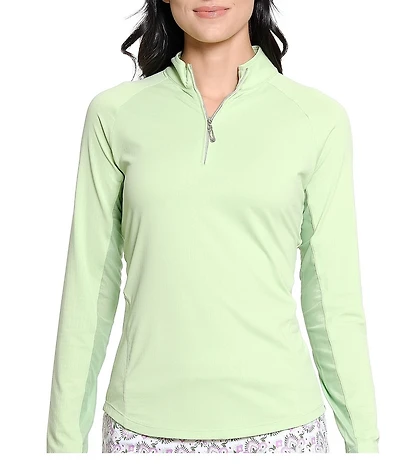 Sport Haley Sunscape UPF Mesh Long Sleeve Quarter Zip Mockneck Top
